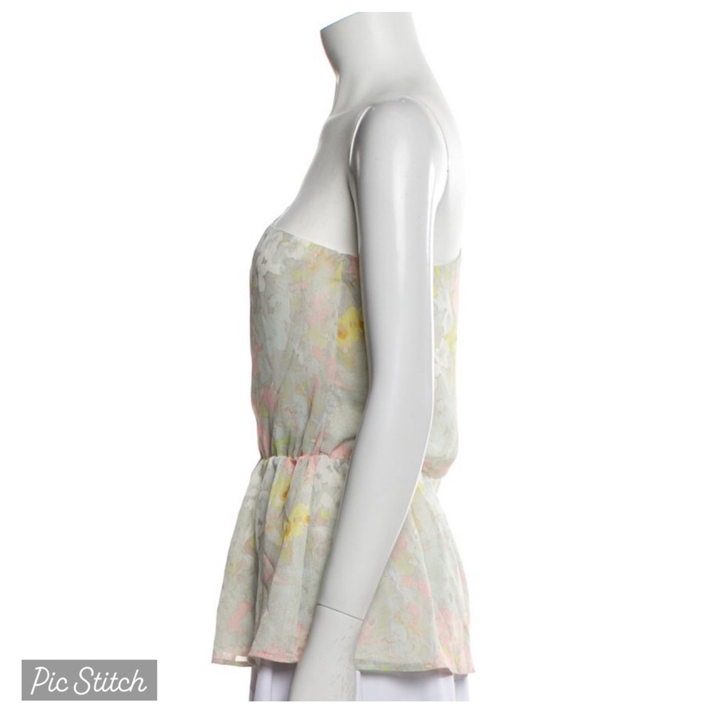 ALICE + OLIVIA one Shoulder Asymmetric Floral Blouse M 6 8 Tank Top 70s fairy - Picture 4 of 9